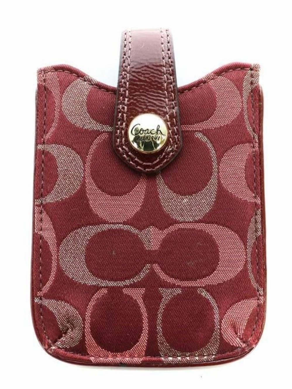 Coach Red Signature Cell Phone Sleeve with Snap Vintage
